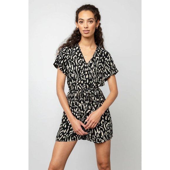 Rails Pants - Rails Sophia Romper Shorts Black Abstract Cheetah